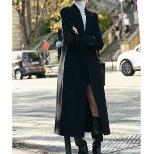 Zara Manteco Double Breasted Long Belted Wool-Blend Coat
